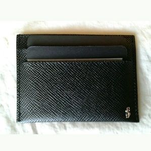 SERAPIAN MENS BLACK SAFFIANO LEATHER CARD CASE